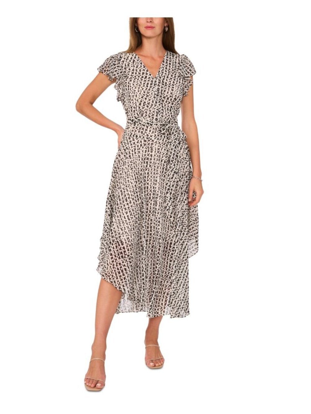 NWT Vince Camuto Black & White Paradise Chic Wrap Dress XL MSRP $109